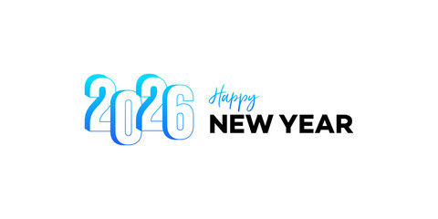 Happy New Year 2026 Modern Blue Gradient Design