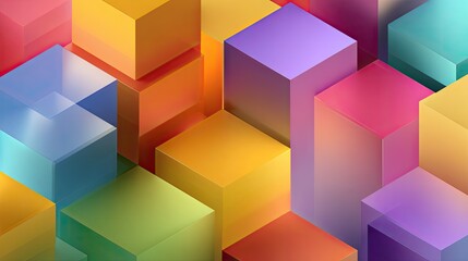 Fototapeta premium Colorful 3D geometric cube background in isometric perspective