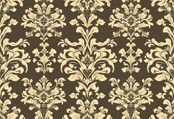 Obraz premium Elegant damask seamless vector pattern featuring intricate floral motifs and vintage details, rococo, elegant