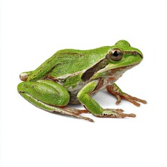 Fototapeta premium Green frog isolated on transparent background, close up view