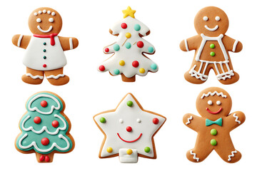 Delicious christmas gingerbread cookies isolated on a white background png ai generated