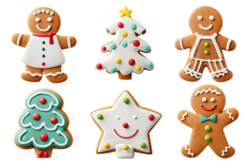 Delicious christmas gingerbread cookies isolated on a white background png ai generated