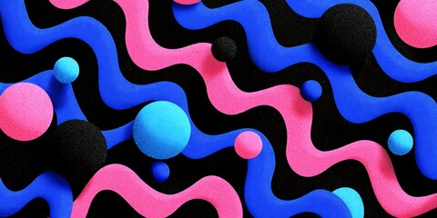 Abstract Swirls A Playful Exploration of Pink, Blue, and Black