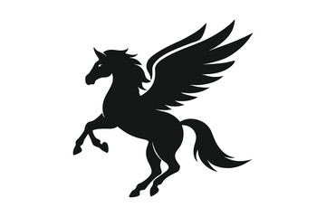 Pegasus Icon Black and white vector silhouettes