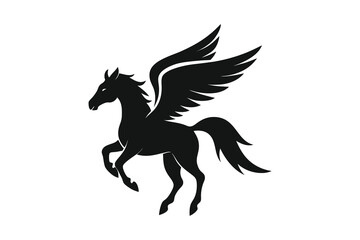 Pegasus Icon Black and white vector silhouettes