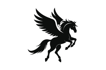 flying Pegasus vector silhouette isolated on white background