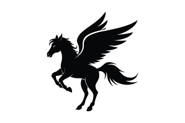 flying Pegasus vector silhouette isolated on white background