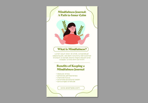 Beige and Green Mindfulness Journal Wellness Mindful Benefit Infographic
