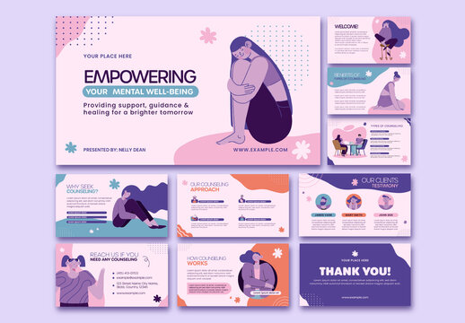 Colorful Empowering Mental Wellbeing Counseling Support Healing Presentation
