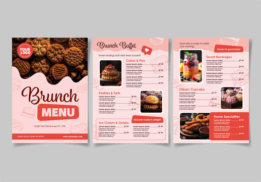 Pink And Beige Trendy Brunch Sweet Food Restaurant Menu