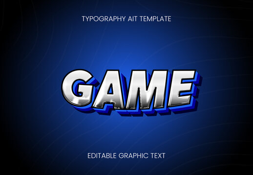 Blue And White Metallic Bold Font 3D Dynamic Modern Text Effect