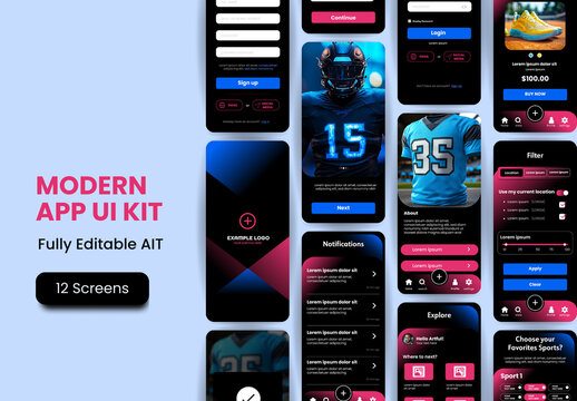 Red and Black Sportswear Shop Mobile UI UX Fitness Shopping App Template