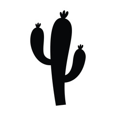 Cactus silhouette on white background. abstract cactus silhouette. simple cactus shapes