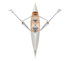 Rowing Scull Boat with Oars Isolated on Transparent Background