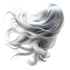 Flowing Silver Hair on Transparent Background