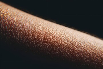 Close-up view of human skin texture, showing fine details of pores and goosebumps. The skin tone is light, and the lighting emphasizes the texture