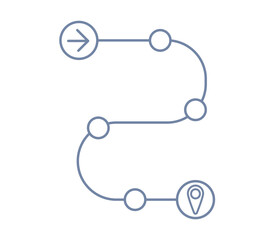 Road map product development chronology plan, strategy direction icon. Simple line process timeline procedure.