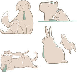 父の日用・動物イラストセット