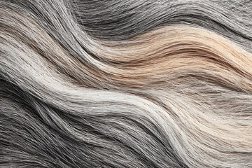 Close-up of various shades of hair, with a wavy texture, showcasing natural colors 