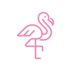 Minimal pink flamingo vector in line style. Ideal for tropical themes, nature, summer, and decorative design. © Octavio