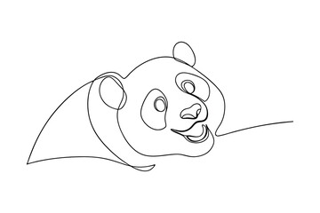 Continuous one line drawing adorable panda bear