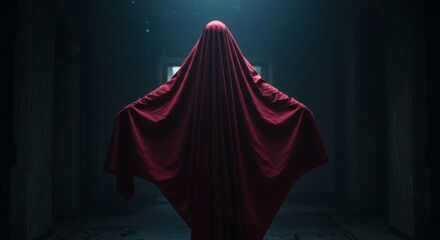 ghost in red cloath for halloween theme