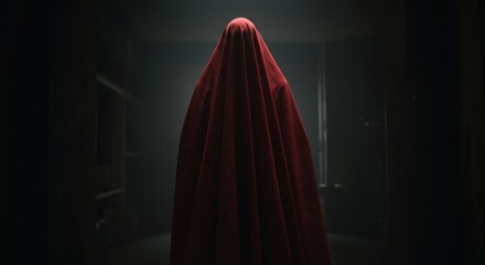 ghost in red cloath for halloween theme