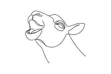 Continuous one-line drawing of a llama head