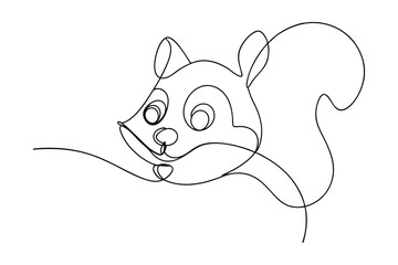 Adorable continuous one line drawing of a cute squirrel