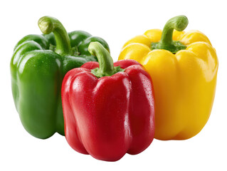 Fresh colorful bell peppers in green, red, and yellow are perfect for adding vibrant flavors to salads and dishes. Their crisp texture and juicy taste enhance any meal with delightful crunch
