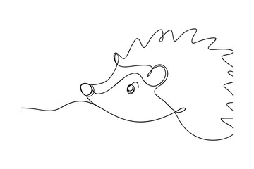 Continuous one line drawing cute hedgehog illustration © Joy