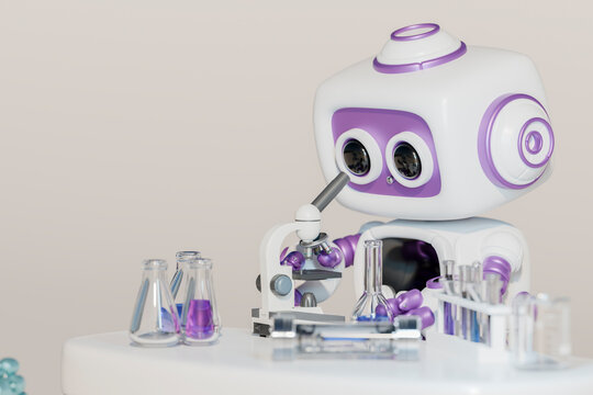 Futuristic robot conducting research in a laboratory setting