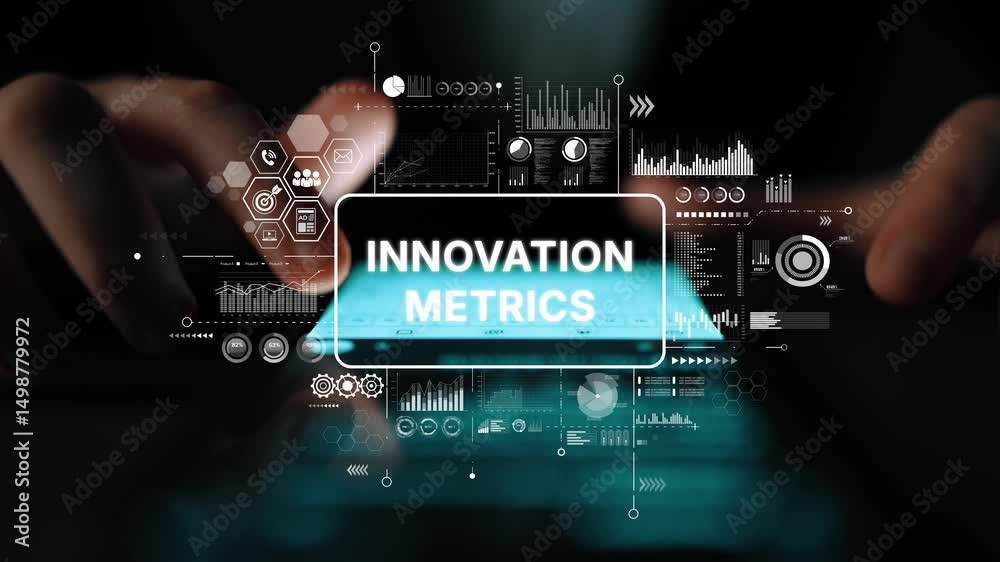 Poster Visual Representation of Innovation Metrics with Data Visualization Elements and Analytical Graphics. Asymptotic smart data analytic.