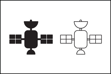 Space Satellite Solid & Outline Vector