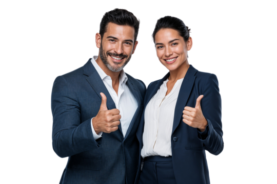 Successful business team smiling and giving thumbs up, showcasing success, teamwork, and positivity in a corporate setting