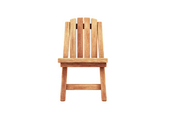 Wooden adirondack chair front view with slatted design and natural finish, cut out