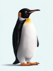 Fototapeta premium Emperor penguin standing proudly against a light background during a serene moment in its natural habitat