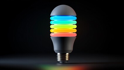 3D icon of a color-controlling smart lightbulb, designed for personalized lighting solutions.