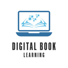 digital book learning logo design concept idea