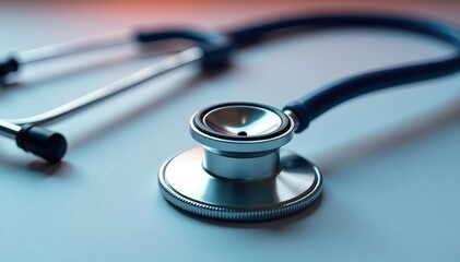 Close-up of a classic stethoscope, coiled and ready for use , diagnosis, pediatrics, antique