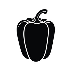 Black and White Bell Pepper Icon – Minimalist Vegetable Design