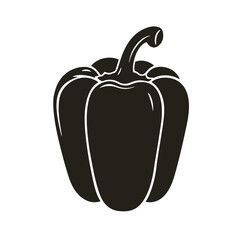 Black and White Bell Pepper Icon – Minimalist Vegetable Design