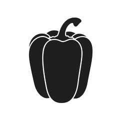 Black and White Bell Pepper Icon – Minimalist Vegetable Design