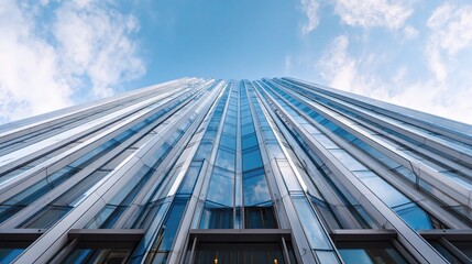 Sleek Modern Office Tower with Dynamic Diagonal Architectural Lines