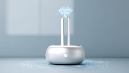 3D rendered Wi-Fi mesh router, isolated on white background with smart features