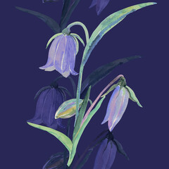 Watercolor bells. Pattern seamless . Image on white and color background.