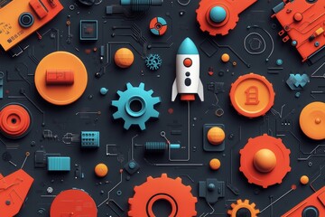 Tech Startup Launchpad Innovation Gears