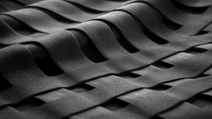 Fototapeta premium Abstract Pattern of Interwoven Black Textiles in Flowing Texture