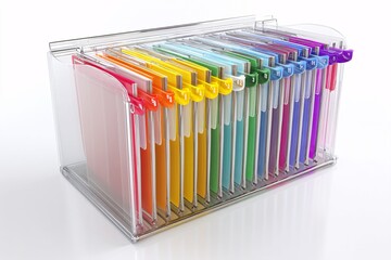3D Transparent File Folder with Color-Coded Tabs for Efficient Sorting,