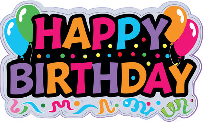 Happy Birthday banner illustration with celebratory style.